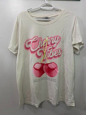 NWOT The Pink Closet Cherry Vibes White T-Shirt 2X